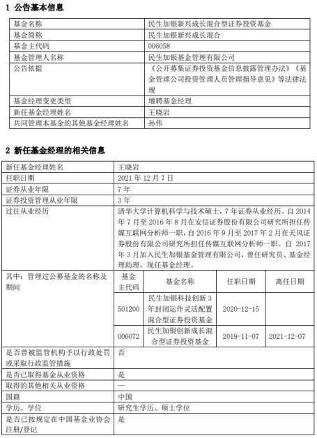 加拿大民生银行新兴成长混合招聘基金经理王晓燕年内上涨2.9%